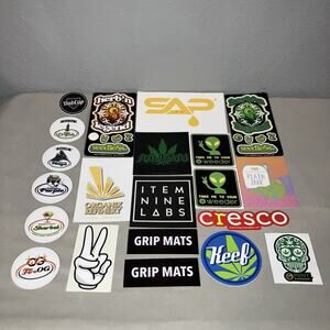 30 Sticker Lot Mmj 420 Brands Seedless Clothing Herbn Legend Dutchie Sap Cresco